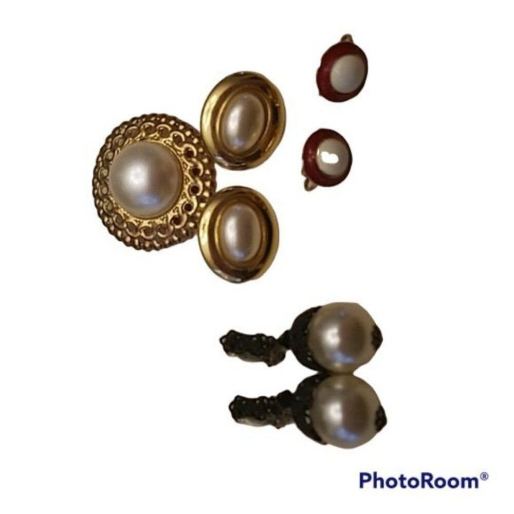 3 pair Vintage Clip on earrings and 1 pin